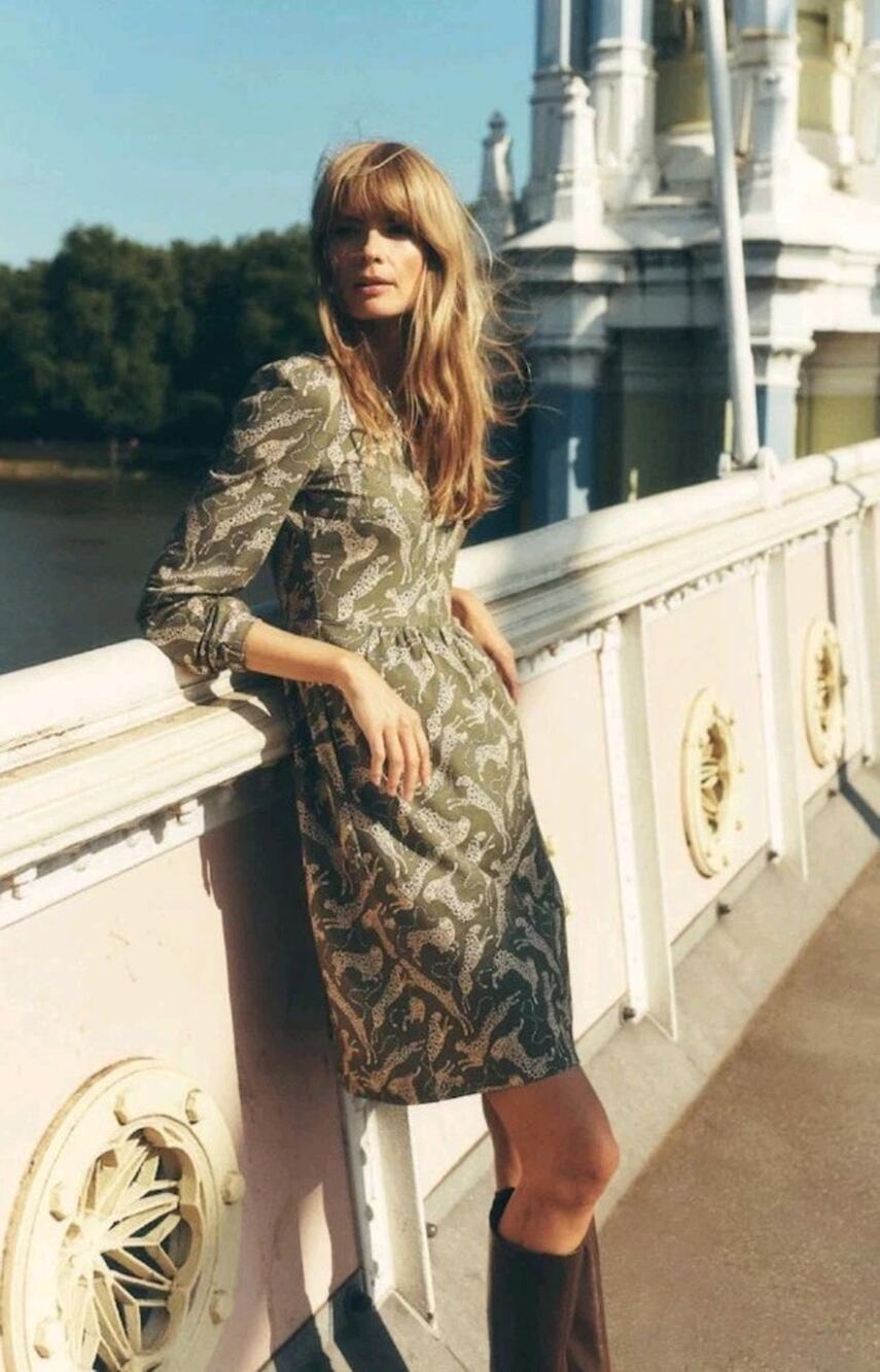 NWT Boden Green Naomi Relaxed Jersey Dress Leopards Size 8L